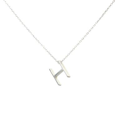 925 Sterling Silver H Letter Necklace - 1