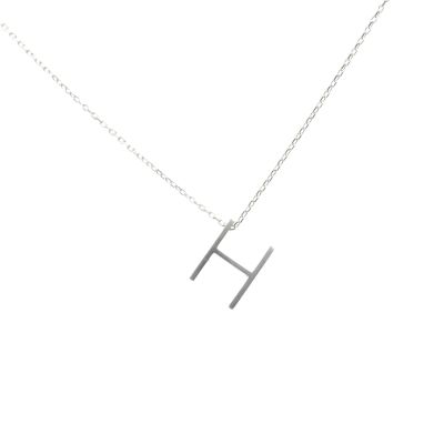 925 Sterling Silver H Letter Necklace - 2