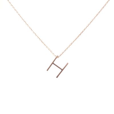 925 Sterling Silver H Letter Necklace - 3
