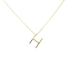 925 Sterling Silver H Letter Necklace - 4