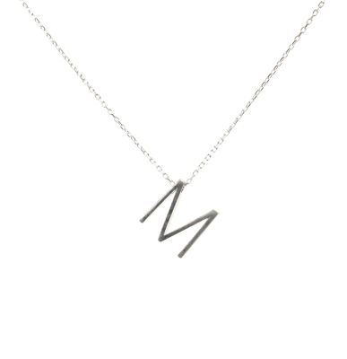 925 Sterling Silver M Letter Necklace - 1