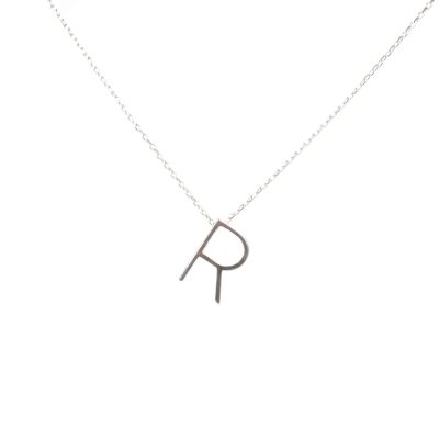 925 Sterling Silver R Letter Necklace - 1