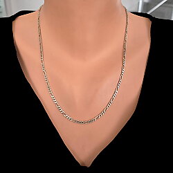 925 Ayar Gümüş 3 Mm İnce Figaro Zincir Kolye, 50 Cm - Nusrettaki