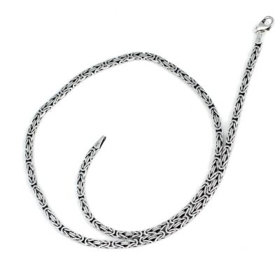 925 Ayar Gümüş 3 Mm Kare Kral Zincir Kolye, 60 Cm - 1