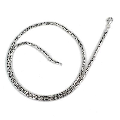 925 Ayar Gümüş 3 Mm Yuvarlak Kral Zincir Kolye, 50 Cm - 1