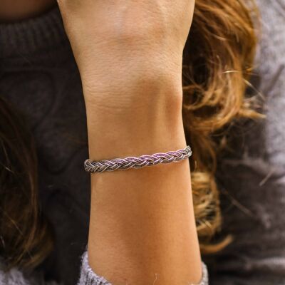 925 Ayar Gümüş 3 Sıra Es Kilitli Örgü, Bilezik - 1