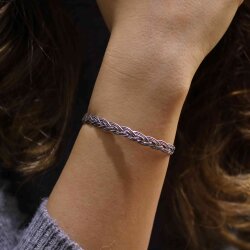 925 Ayar Gümüş 3 Sıra Es Kilitli Örgü, Bilezik - 5