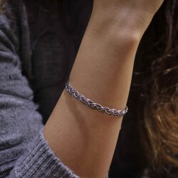 925 Ayar Gümüş 3 Sıra Es Kilitli Örgü Bilezik - 6