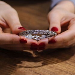 925 Ayar Gümüş 3 Sıra Es Kilitli Örgü Bilezik - Nusrettaki