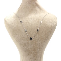 Silver Four Letter & Heart Necklace - Nusrettaki (1)