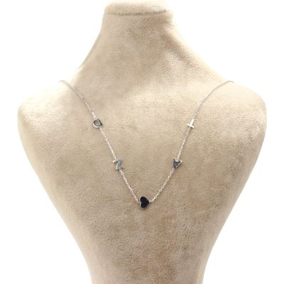 Silver Four Letter & Heart Necklace - 3