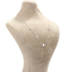 Silver Four Letter & Heart Necklace - 4