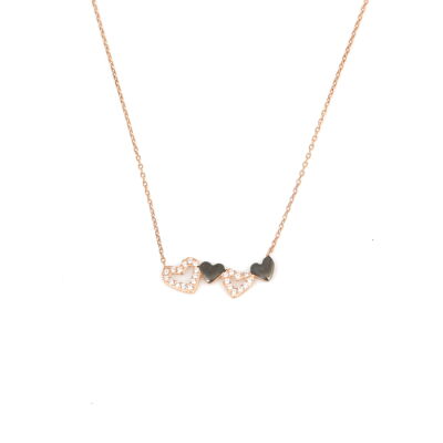 925 Ayar Gümüş 4 Kalp Kolye - 4