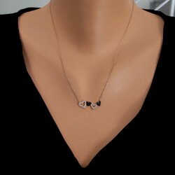 925 Ayar Gümüş 4 Kalp Kolye - 3