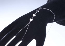 Sterling Silver Heart Pieces Ring Bracelet, White Gold Vermeil - 7