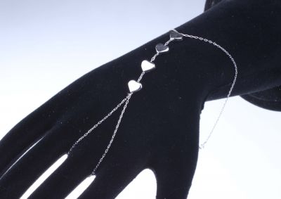 Sterling Silver Heart Pieces Ring Bracelet, White Gold Vermeil - 7