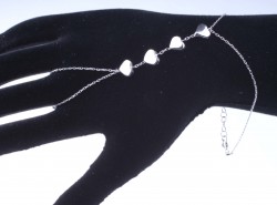 Sterling Silver Heart Pieces Ring Bracelet, White Gold Vermeil - 8