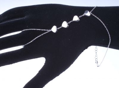 Sterling Silver Heart Pieces Ring Bracelet, White Gold Vermeil - 8