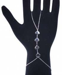 Sterling Silver Heart Pieces Ring Bracelet, White Gold Vermeil - 9