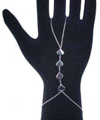 Sterling Silver Heart Pieces Ring Bracelet, White Gold Vermeil - 9