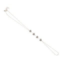 Sterling Silver Heart Pieces Ring Bracelet, White Gold Vermeil - 3