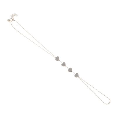 Sterling Silver Heart Pieces Ring Bracelet, White Gold Vermeil - 3