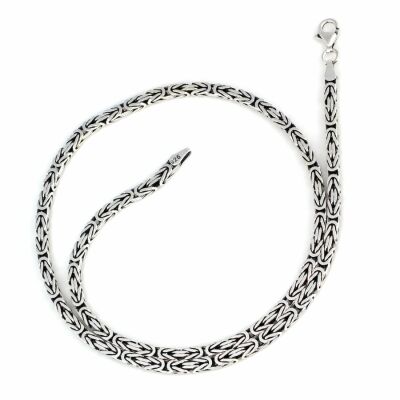 925 Ayar Gümüş 4 Mm Kare Kral Zincir Kolye, 55 Cm - 1