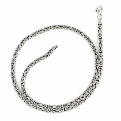 925 Ayar Gümüş 4 Mm Kare Kral Zincir Kolye, 55 Cm - Nusrettaki