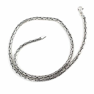 925 Ayar Gümüş 4 Mm Yuvarlak Kral Zincir Kolye, 45 Cm - 1