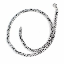 925 Ayar Gümüş 5 Mm Kare Kral Zincir Kolye, 50 Cm - Nusrettaki