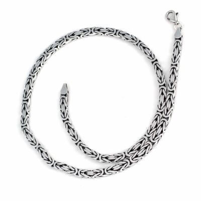 925 Ayar Gümüş 5 Mm Kare Kral Zincir Kolye, 65 Cm - 1