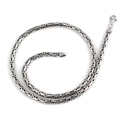 925 Ayar Gümüş 5 Mm Yuvarlak Kral Zincir Kolye, 70 Cm - 1