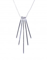 Fringe Sterling Silver Trend Necklace, White Gold Vermeil - Nusrettaki