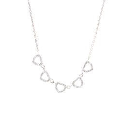 Sterling Silver Hearts Necklace with CZ, White Gold Vermeil - Nusrettaki (1)