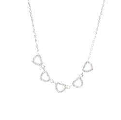 Sterling Silver Hearts Necklace with CZ, White Gold Vermeil - Nusrettaki (1)