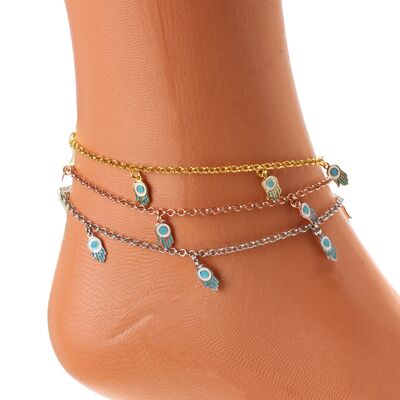 925 Ayar Gümüş 6 Adet Fatma Ana Eli Objeli Halhal - 1