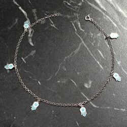 925 Ayar Gümüş 6 Adet Fatma Ana Eli Objeli Halhal - 6