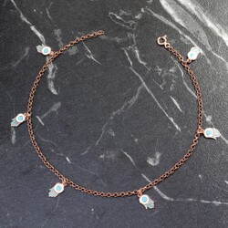 925 Ayar Gümüş 6 Adet Fatma Ana Eli Objeli Halhal - 5