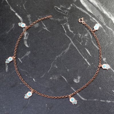 925 Ayar Gümüş 6 Adet Fatma Ana Eli Objeli Halhal - 5