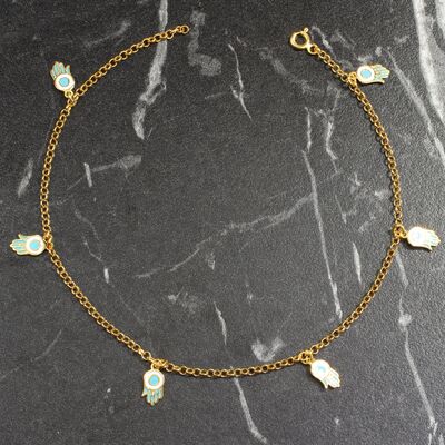 925 Ayar Gümüş 6 Adet Fatma Ana Eli Objeli Halhal - 4