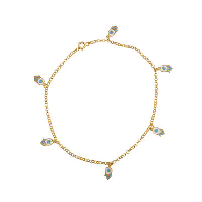 925 Ayar Gümüş 6 Adet Fatma Ana Eli Objeli Halhal - 3