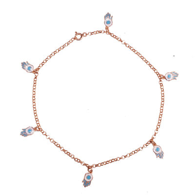 925 Ayar Gümüş 6 Adet Fatma Ana Eli Objeli Halhal - 7