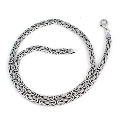 925 Ayar Gümüş 6 Mm Kare Kral Zincir Kolye, 55 Cm - Nusrettaki