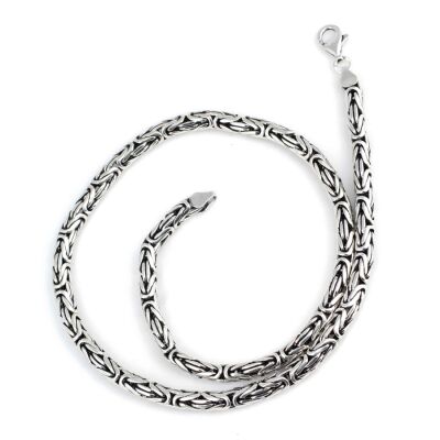 925 Ayar Gümüş 6 Mm Yuvarlak Kral Zincir Kolye, 55 Cm - 1