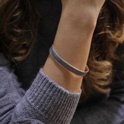 925 Ayar Gümüş 6 Sıra Burgu Tel Model Altı Açık Telkari El İşi Bilezik - Nusrettaki