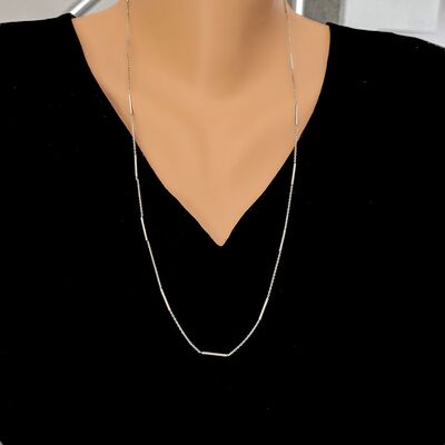 925 Ayar Gümüş 60 Cm Çubuk Zincir Kolye - 1