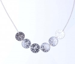 Silver 6 Coins Design Necklace - Nusrettaki