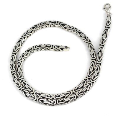 925 Ayar Gümüş 7 Mm Kare Kral Zincir Kolye, 50 Cm - 1