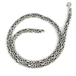 925 Ayar Gümüş 7 Mm Kare Kral Zincir Kolye, 60 Cm - Nusrettaki