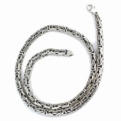 925 Ayar Gümüş 7 Mm Yuvarlak Kral Zincir Kolye, 55 Cm - Nusrettaki